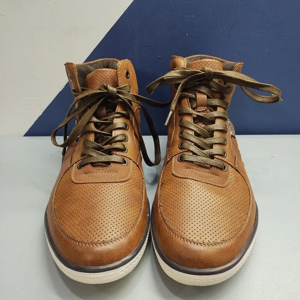 Kenneth Cole Reaction Highest Crown Sneakers Mens Size 10M Brown Mid Top Lace Up